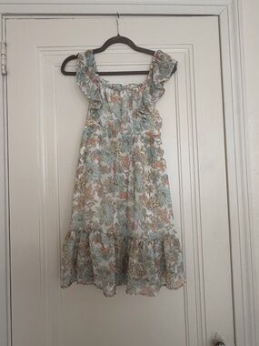 Pastel Floral Ruffle Shoulder Women’s Dress